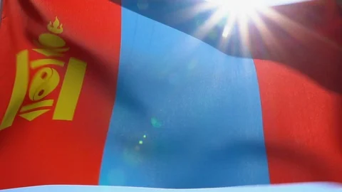 Mongolia Flag Flapping Stock Footage 118958289