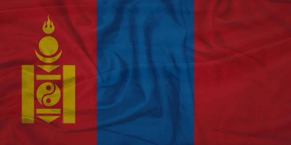 Mongolia   Flag floating in breeze Stock Photos
