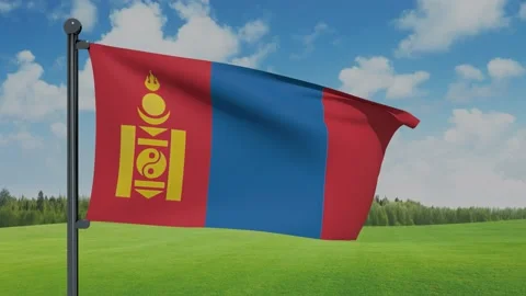 Mongolia Flag Stock Footage 153254702