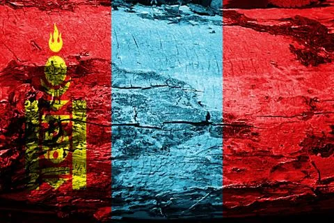 Mongolia flag with grunge texture Stock Illustration