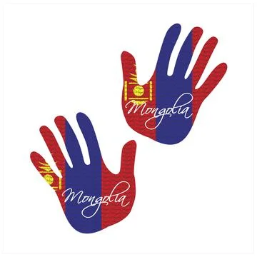 Mongolia flag hand vector 库存插图