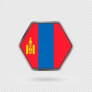 Mongolia flag in a hexagon frame. Stock Illustration