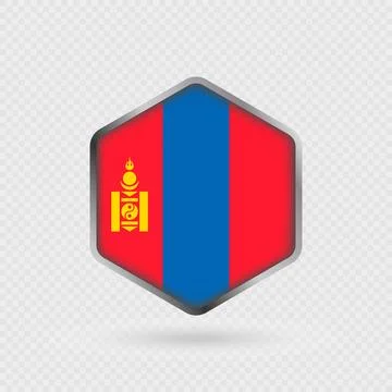 Mongolia Flag Icon in Hexagon Shape. Stock Illustration