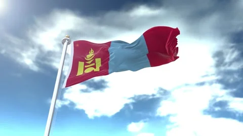 Mongolia Flag Loop 4K Stock Footage 343591532