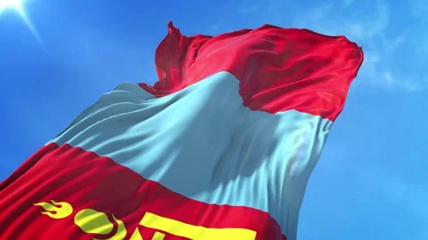 Mongolia Flag Low Angle View Stock Footage 295692970
