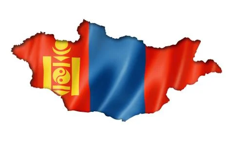 Mongolia flag map Stock Illustration