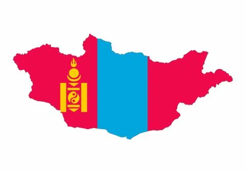 Mongolia flag map Stock Illustration