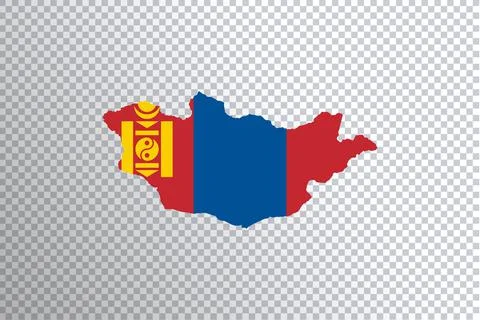Mongolia flag on map, transparent background Stock Illustration