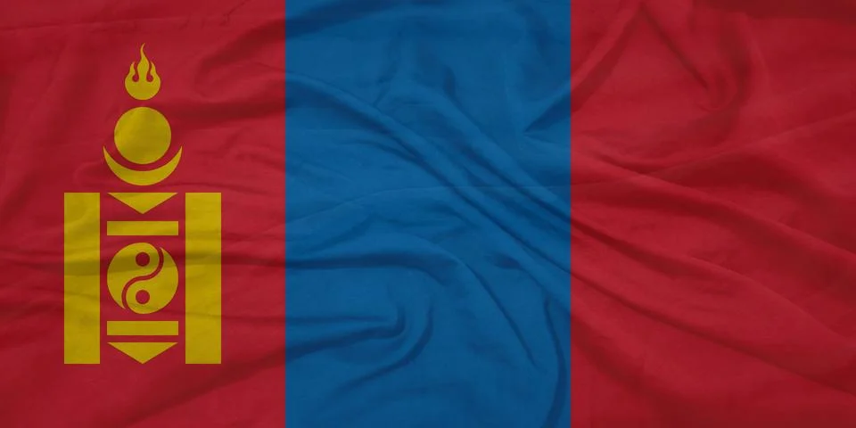 Mongolia Flag moving in wind イラスト素材