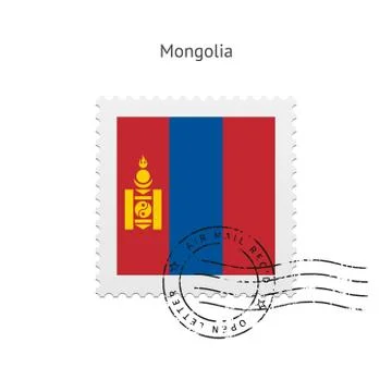 Mongolia Flag Postage Stamp Stock Illustration
