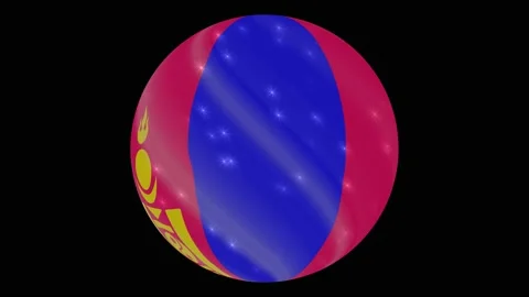 Mongolia flag in a round ball rotates. Flicker and shine. Animation loop Stock Footage 145799866