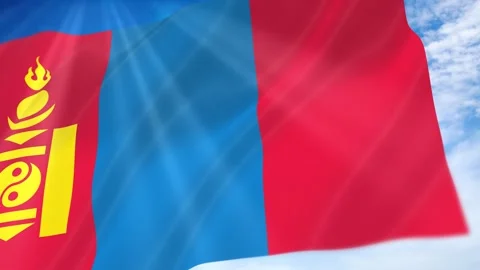 Mongolia Flag Seamless Loop 4k 60fps on Sky Background Stock Footage 341675487
