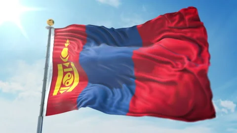 Mongolia flag seamless looping 3D rendering video Stock Footage 95256902