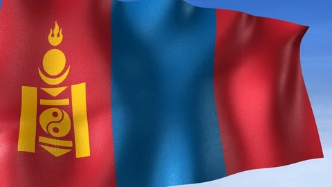 Mongolia Flag - Set of 3 Angles with Masks [3WaveSeries] Stock Footage 106044960