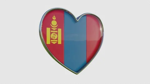 Mongolia Flag in the Shape of 3D Heart. Stock Footage 142351633