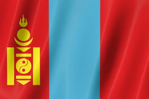 Mongolia flag of silk-3D panoramic  illustration Stock Illustration