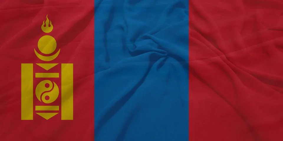 Mongolia    Flag textile wave view Illustrazione stock