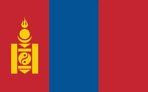 Mongolia flag vector graphic. Rectangle Mongolian flag illustration. Mongolia Illustrazione stock