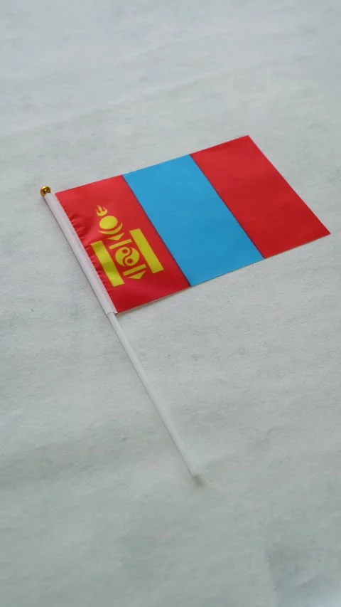 Mongolia flag vertical close up shot. Concept Mongolian country flag. Stock Footage 344085418