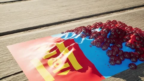 Mongolia Flag - Virus Growth Stock Footage 320285393