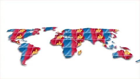 Mongolia flag wave 3d earth map animation white background Vídeo Stock 264298589
