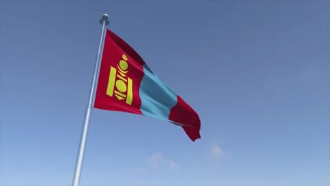 Mongolia Flag Waving Animation Cinematic 4K Motion Background Stock Footage 328198066