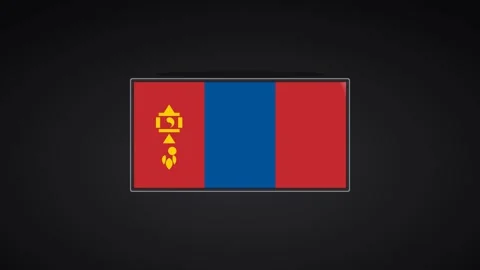 Mongolia flag waving on dark background with simple design Stock Footage 340040174