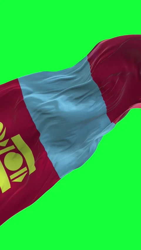 Mongolia flag - waving flag on green screen background for chroma key Stock Footage 293724970