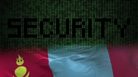 Mongolia flag - Waving flag on matrix binary code background Stock Footage 321422432