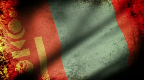 Mongolia Flag Waving, grunge look 스톡 동영상 11307130