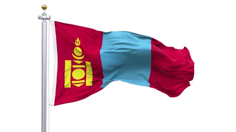 Mongolia flag waving looping with transparent background. Stock Footage 325589445