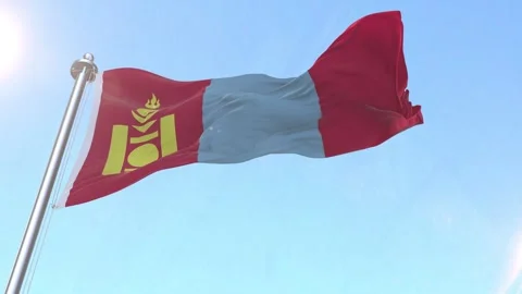 Mongolia Flag waving in the sky Stock Footage 343591574