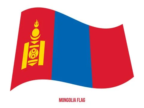 Mongolia Flag Waving Vector Illustration on White Background. Stock Illustration