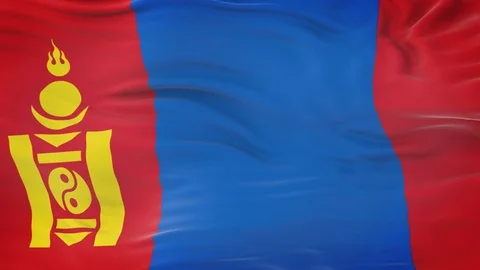 Mongolia flag waving in the wind with highly detailed fabric texture 動画素材 122650287