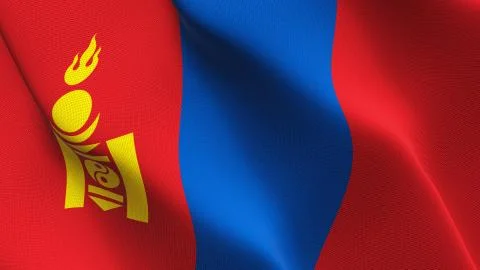 Mongolia flag waving on wind. Stock-Illustration