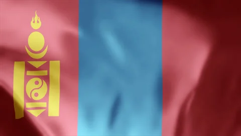 Mongolia flag waving in the wind seamless looping footage animation 4k Stock Footage 253231720