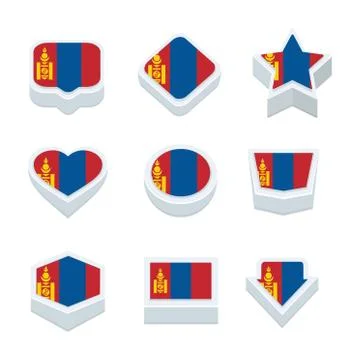 Mongolia flags icons and button set nine styles Stock Illustration