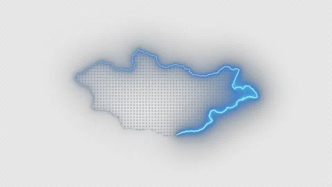 Mongolia Futuristic Blue Neon Map Border Continuous Loop Transparent Background Vídeo Stock 336717566