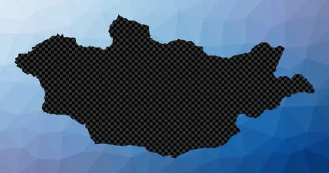 Mongolia geometric map. Stencil shape of Mongolia in low poly style. Appeal.. イラスト素材