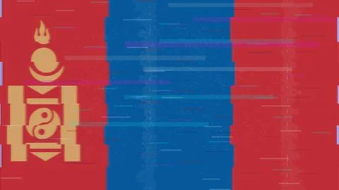 Mongolia Glitch Flag Vector - RGB Split Digital Video Frame Design Illustrazione stock