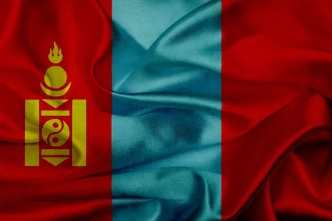 Mongolia grunge waving flag Stock Illustration