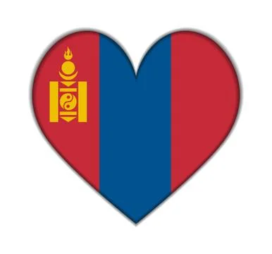 Mongolia heart flag イラスト素材