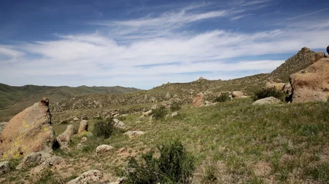 Mongolia landscape with bizarre rocks Stock Footage 33075192