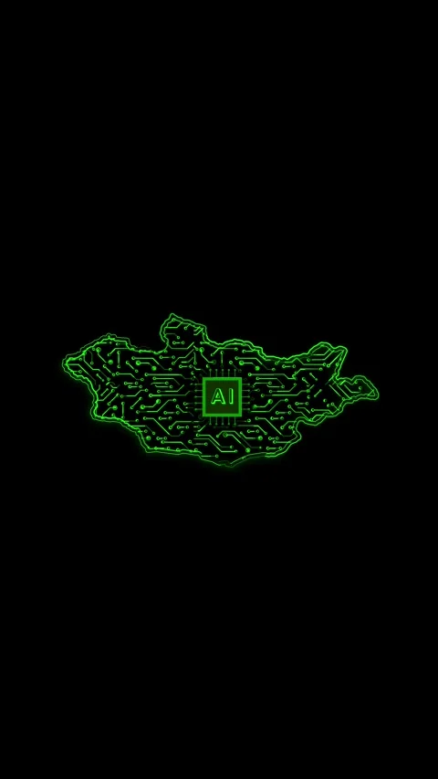 Mongolia Map AI Chipset Technology Opener Video stock 337172184