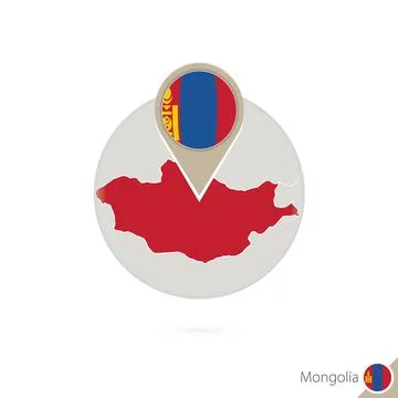 Mongolia map and flag in circle. Map of Mongolia, Mongolia flag pin. Map of.. Ilustración de archivo