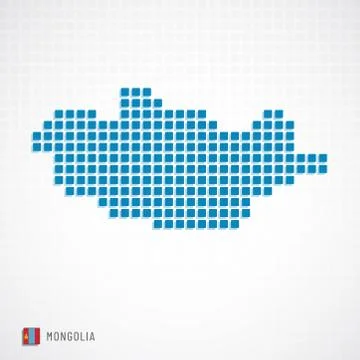 Mongolia map and flag icon Stock Illustration