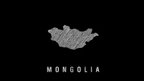 Mongolia map appearing with scribble effect on black background 스톡 동영상 318597603