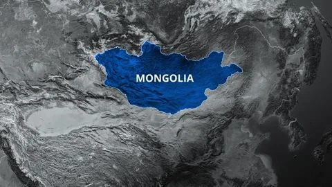 MONGOLIA Map Blue Color 4K Stock Footage 343591632