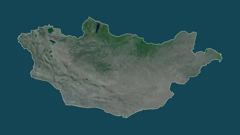 Mongolia map - cartoon. Border. Satellite. Vídeo Stock 149093172