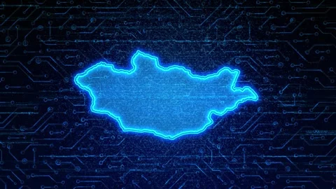 Mongolia Map Digital Technology Opener Video stock 335081629